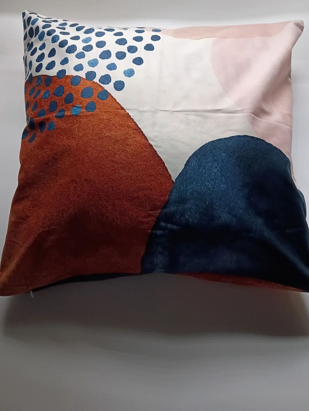 4 Pc Abstract Circle Accent Pillow Cover in Blue, Rust, and Blush - Unbranded